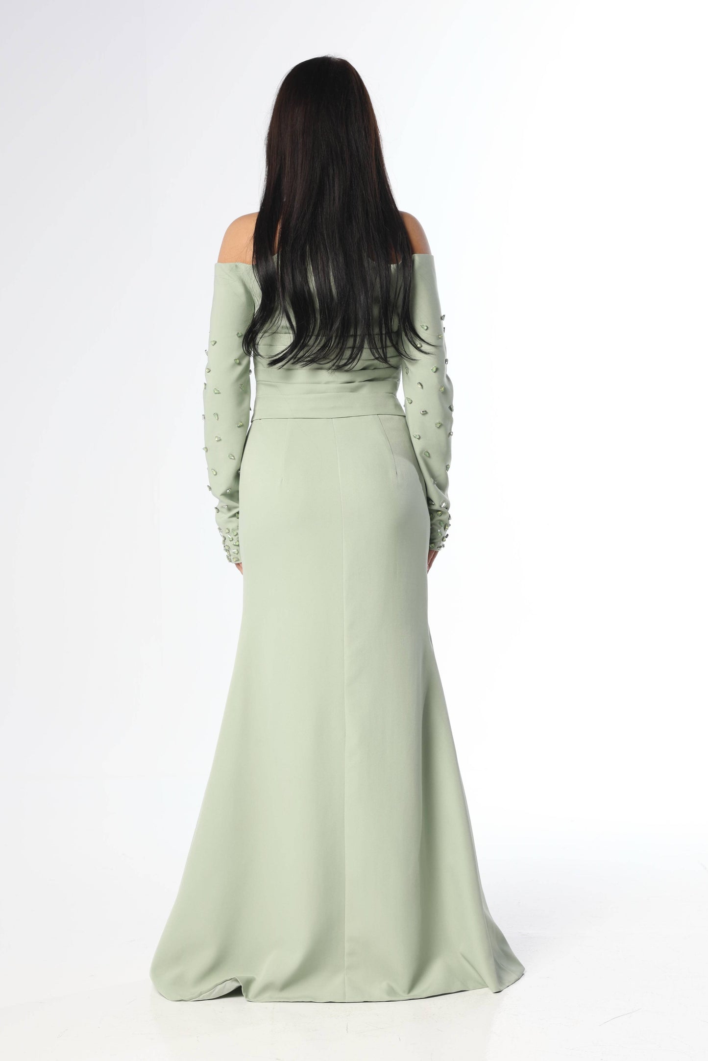 Off-Shoulder Crystal-Embellished Dress