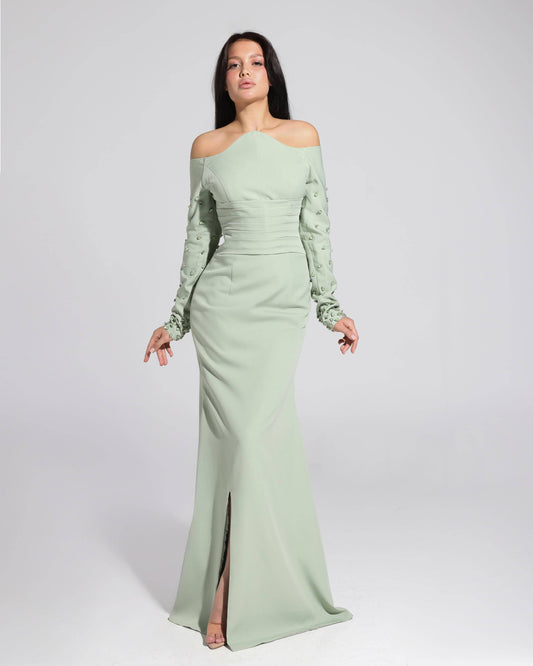 Off-Shoulder Crystal-Embellished Dress