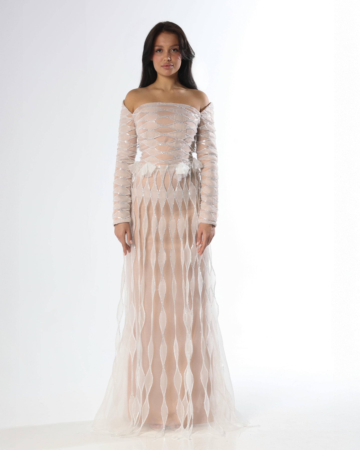 Off-Shoulder Embellished Dress