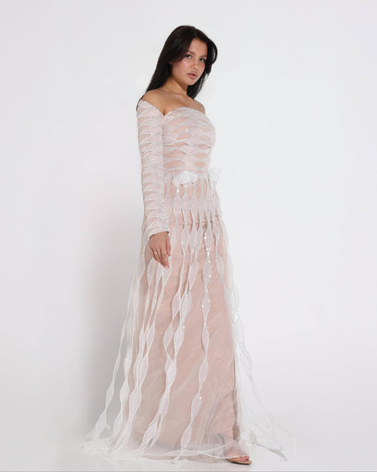 Off-Shoulder Embellished Dress