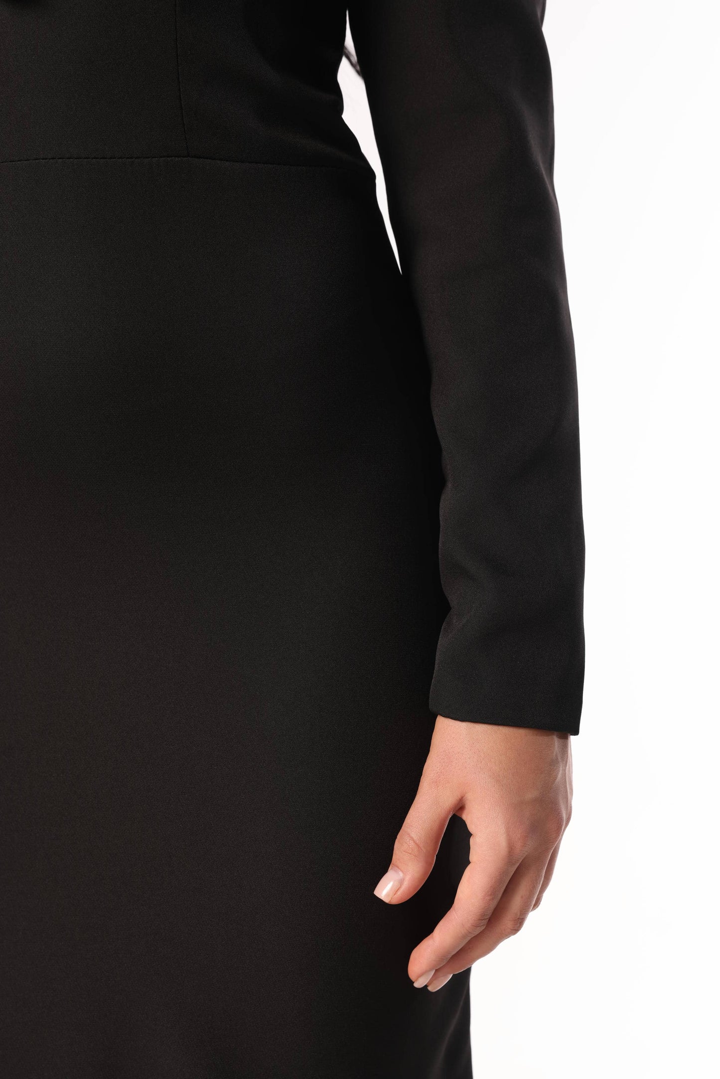 Embroidered Neckline Off-Shoulder Black Dress