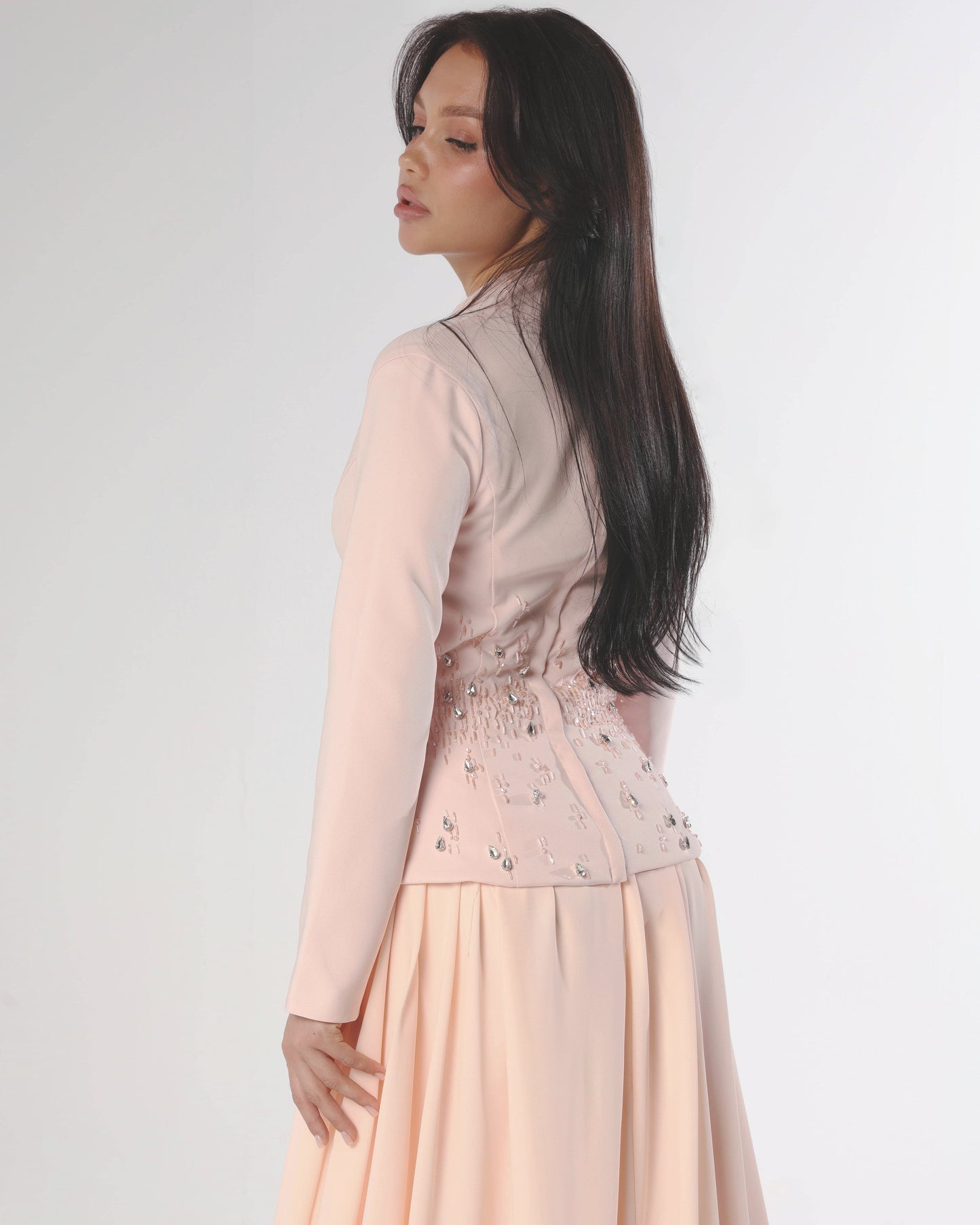 Two-Piece Peach Embellished Dress
